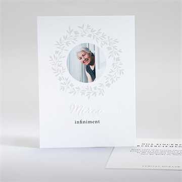 Remerciement décès couronné gaufrage merci