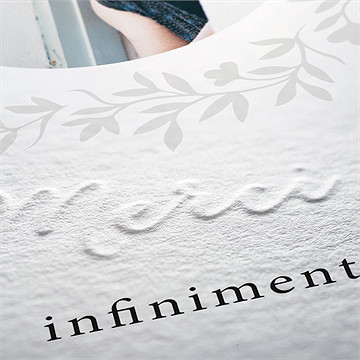 Remerciement décès couronné gaufrage merci - Détail de la carte