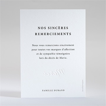 Remerciement décès couronné gaufrage merci - Dos de la carte