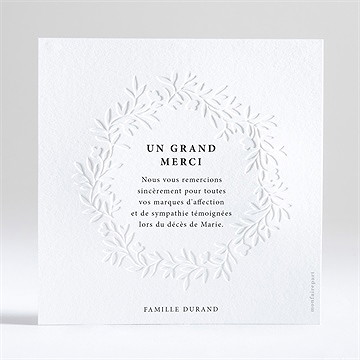 Remerciement décès couronné gaufrage couronne - Dos de la carte