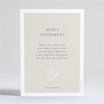 Remerciement décès colombe de l'espérance dorure - Dos de la carte