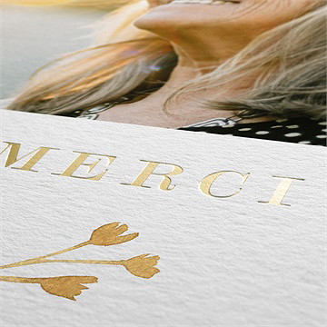 Remerciement décès fleur sauvage dorure - Détail de la carte