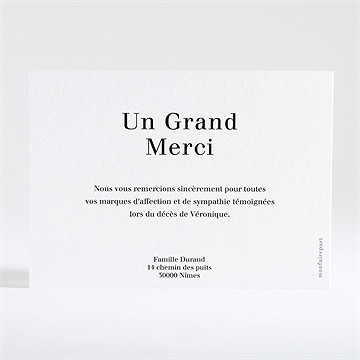 Remerciement décès pour l'eternité dorure - Dos de la carte