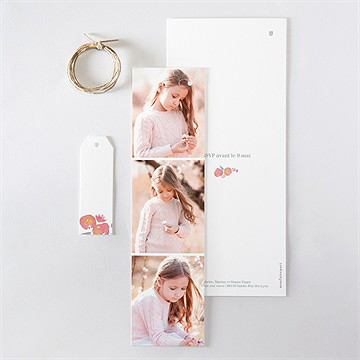 Faire-part communion couronne aquarelle trio - Dos du faire-part