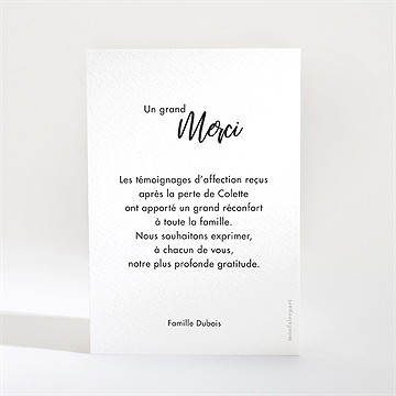 Remerciement décès a tout jamais - Dos de la carte