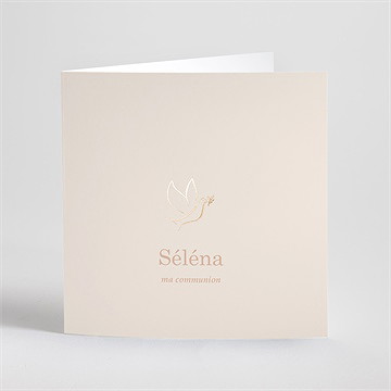 Faire-part communion pourpre dorure colombe