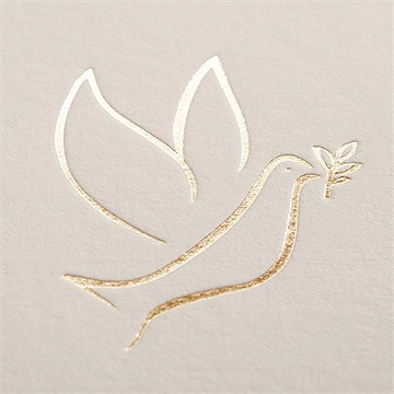 Faire-part communion pourpre dorure colombe - Détail du faire-part