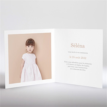 Faire-part communion pourpre dorure colombe - Intérieur du faire-part