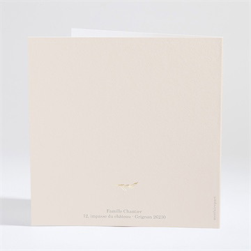 Faire-part communion pourpre dorure colombe - Dos du faire-part