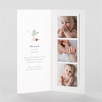 Faire-part naissance la joyeuse bande photomaton - Intérieur du faire-part