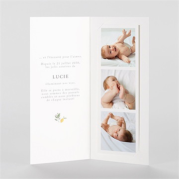 Faire-part naissance poésie d'eté photomaton - Intérieur du faire-part