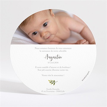 Faire-part naissance joyeux compères rond - Dos du faire-part