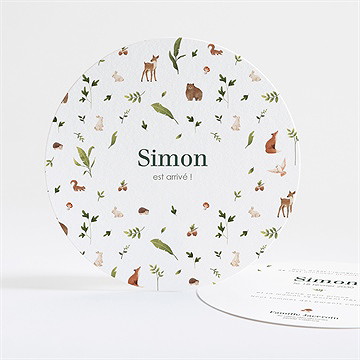 Faire-part naissance petite jungle rond
