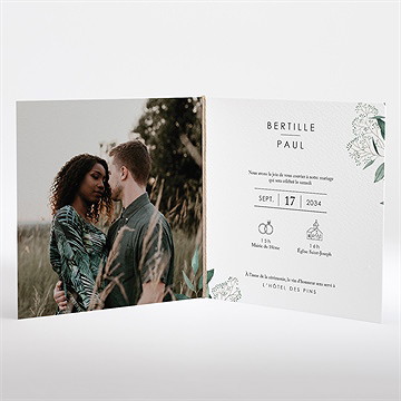 Faire-part mariage sauvage pliée - Intérieur du faire-part