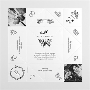 Remerciement mariage gravure secrète origami - Vue cocotte dépliée