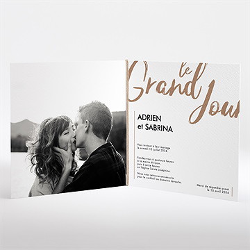 Faire-part mariage pur kraft carré plié - Intérieur du faire-part