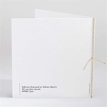 Faire-part mariage pur kraft carré plié - Dos du faire-part