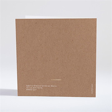 Faire-part mariage pur kraft dorure - Dos du faire-part