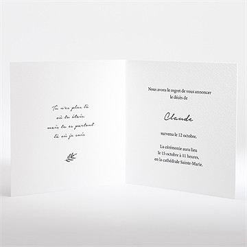 Faire-part décès pour toi - Intérieur du faire-part