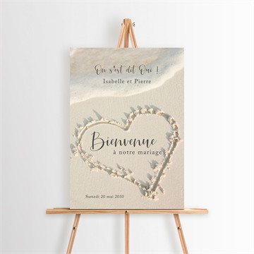 Panneau bienvenue dans le sable