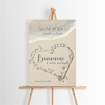 Panneau bienvenue dans le sable