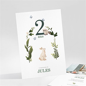 Invitation anniversaire animaux de la forêt