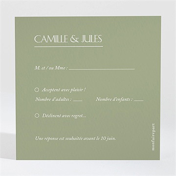 Carton réponse mariage arbre de vie - Dos de la carte réponse
