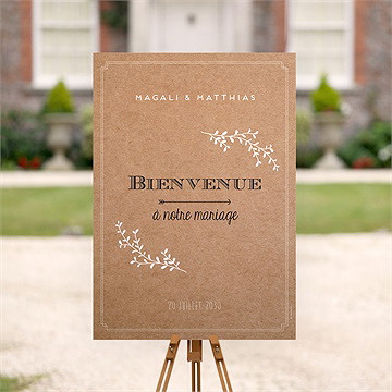 Panneau bienvenue kraft vintage - Mise en situation