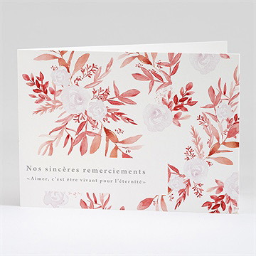 Remerciement décès gravure et initiale plié