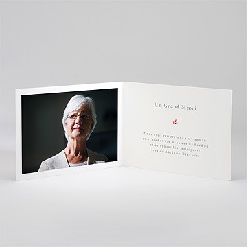 Remerciement décès gravure et initiale plié - Intérieur du remerciement