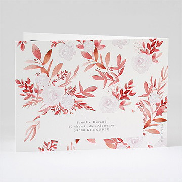 Remerciement décès gravure et initiale plié - Dos du remerciement