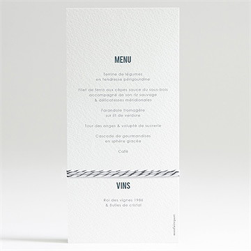 Menu mariage integral - Dos du menu