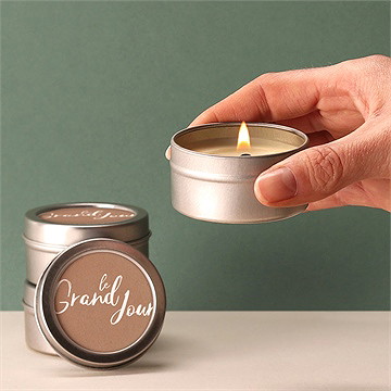 Bougie mariage pur kraft argent - Bougie allumée