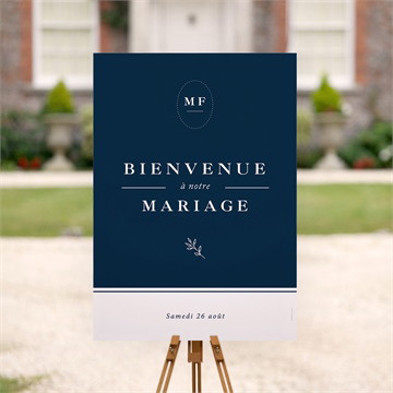 Panneau bienvenue bleu romantique