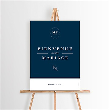 Panneau bienvenue bleu romantique - Mise en situation