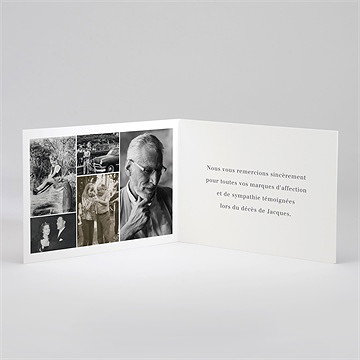 Remerciement décès memento plié - Intérieur du remerciement