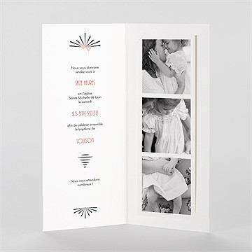 Faire-part de baptême petit photomaton plié - Intérieur du faire-part