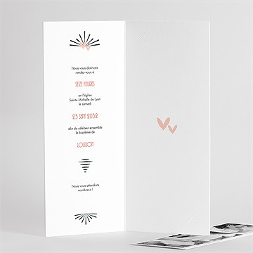 Faire-part de baptême petit photomaton plié - Dos du faire-part