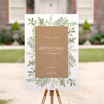 Panneau bienvenue feuillage d'été pochette