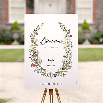 Panneau bienvenue gravure champêtre