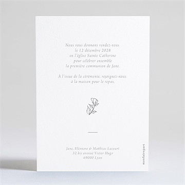 Faire-part communion illuminations portrait - Dos du faire-part