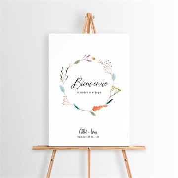 Panneau bienvenue art champêtre rond