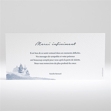 Remerciement décès a jamais paysage - Dos du faire-part