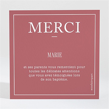 Remerciement baptême polaroid chic ! - Dos du remerciement