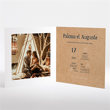 Faire-part mariage notre moment plié - Intérieur du faire-part