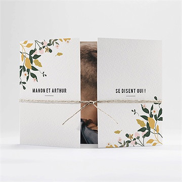 Faire-part mariage vintage champetre 2 volets