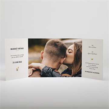 Faire-part mariage vintage champetre 2 volets - Intérieur du faire-part