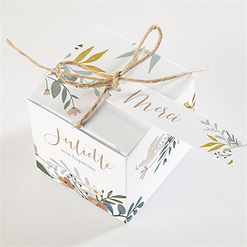 Boîte de dragées baptême la jungle - Dessus de la boîte