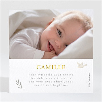 Remerciement baptême vers le beau - Dos du remerciement