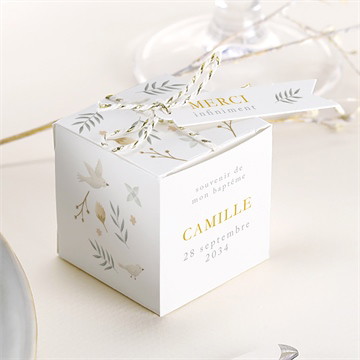 Boîte de dragées baptême vers le beau